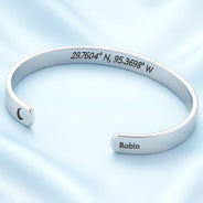 Gift For Yourself,Gift For Men,Gift For Women,Happy,Family - Location Coordinates I Own This Place - Personalized Bangle Bracelet Cuff