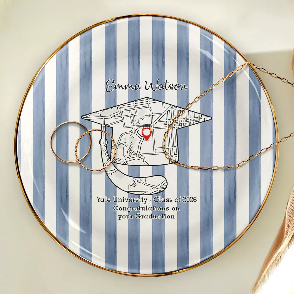 Graduation,Gift For Bestie,Gift For Yourself,Gift For Girlfriend,Gift For Daughter,Happy - Location Map Congratulations On Your Graduation - Personalized Ring Dish