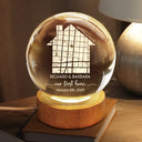 Love, Family - Location Map First Time Home - Personalized Crystal Globe Lamp