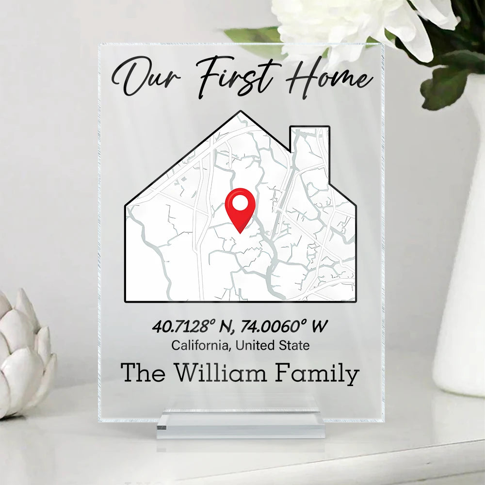 Location Map Location Coordinates Our First Home - Personalized Vertical Rectangle Acrylic Plaque