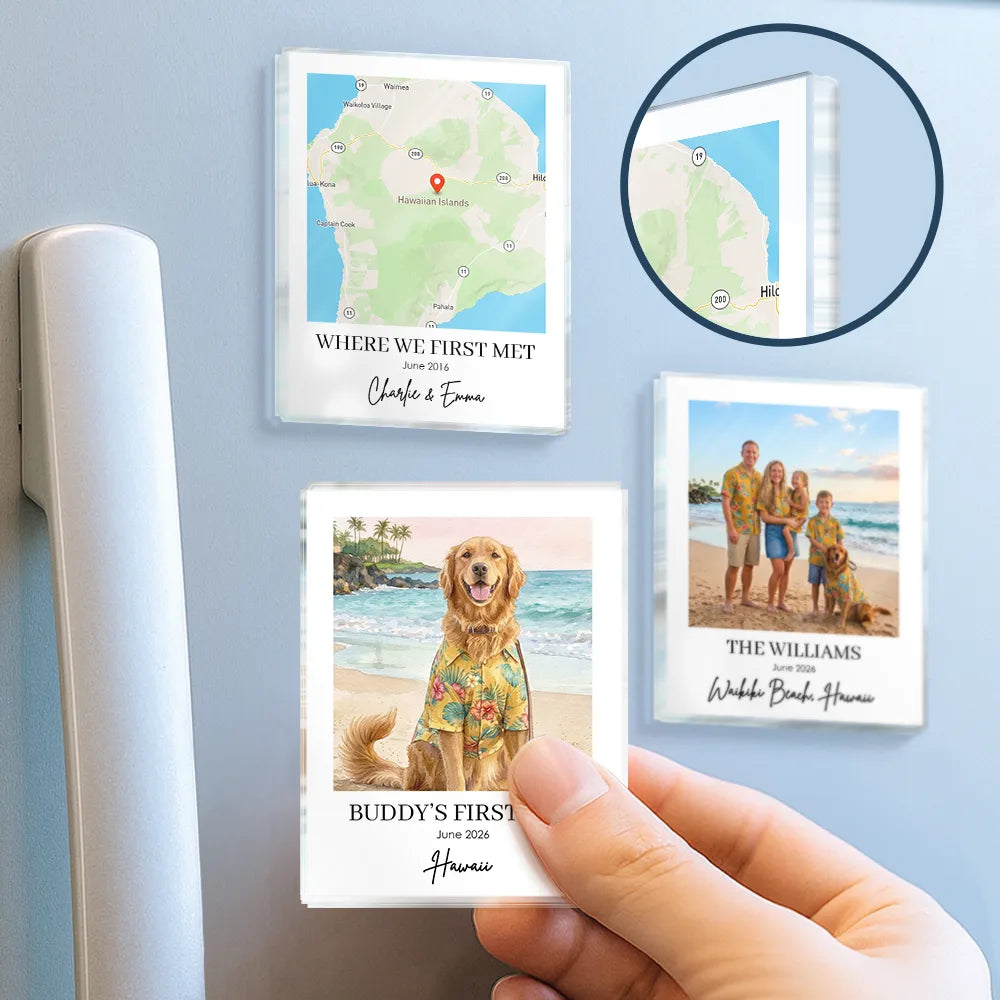 Summer, Gift For Couples, Travel, Romantic, Location Map - Location Map Travel Keepsake For Family And Friends - Personalized Acrylic Magnet