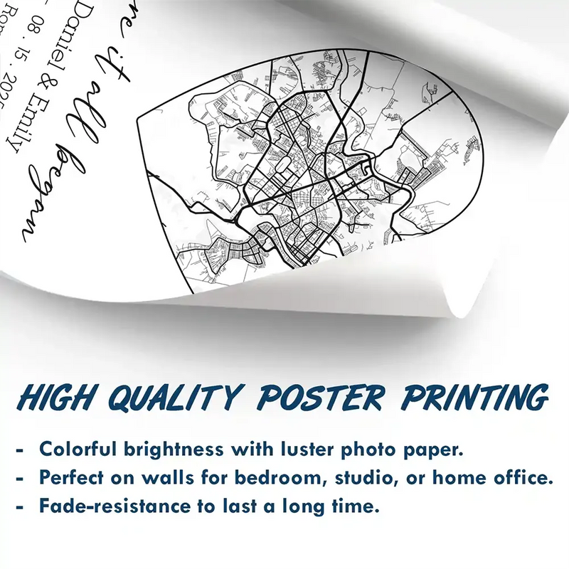 Wedding Anniversary,Gift For Couples,Gift For Husband,Gift For Wife,Happy - Location Map Wedding, Anniversary Gift For Couple, Where It All Began - Personalized Poster