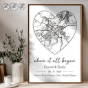 Wedding Anniversary,Gift For Couples,Gift For Husband,Gift For Wife,Happy - Location Map Wedding, Anniversary Gift For Couple, Where It All Began - Personalized Poster