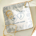 Gift For Couples, Gift For Husband, Gift For Wife, Happy - Locked Ring Dish Toile Pattern Couple - Personalized Ring Dish