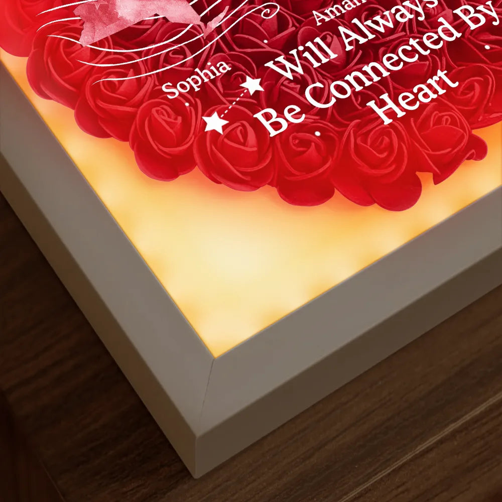 Long Distance,Gift For Mother,Mom,Children - Long Distance State The Miles Don't Matte - Personalized LED Light Flower Shadow Box