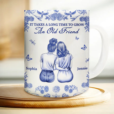 Il y a longtemps que je suis devenu un vieil ami - Tasse blanche personnalisée bord à bord