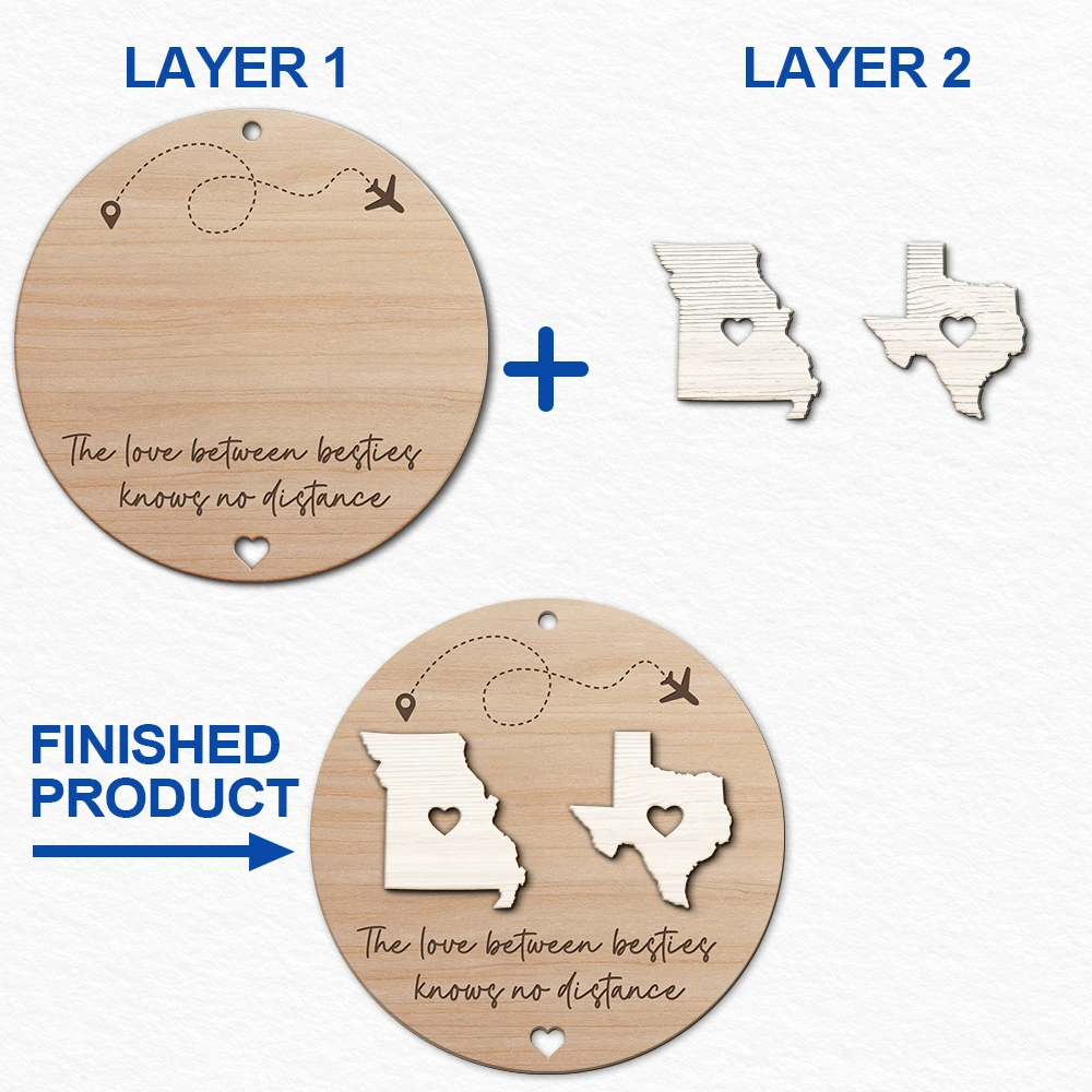 Christmas,Long Distance,Family,Happy - Long Distance Relationship Always Under The Same Sky - Personalized 2-Layered Wooden Ornament