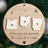 Christmas,Long Distance,Family,Happy - Long Distance Relationship Always Under The Same Sky - Personalized 2-Layered Wooden Ornament