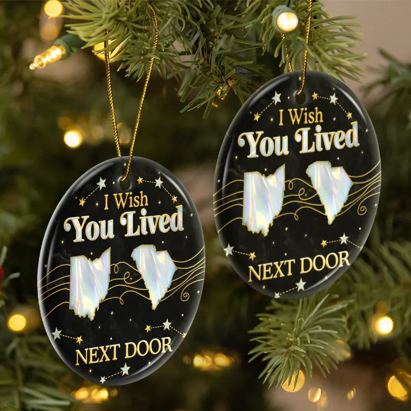 Family,Parents,Gift For Grandparents,Gift For Sibling,Gift For Sisters,Gift For Brothers,Love,Christmas,Long Distance - Long Distance The Miles Don't Matter 3D Nacre Effect - Personalized Circle Ceramic Ornament