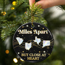 Family,Parents,Gift For Grandparents,Gift For Sibling,Gift For Sisters,Gift For Brothers,Love,Christmas,Long Distance - Long Distance The Miles Don't Matter 3D Nacre Effect - Personalized Circle Ceramic Ornament