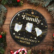Family,Parents,Gift For Grandparents,Gift For Sibling,Gift For Sisters,Gift For Brothers,Love,Christmas,Long Distance - Long Distance The Miles Don't Matter 3D Nacre Effect - Personalized Circle Ceramic Ornament