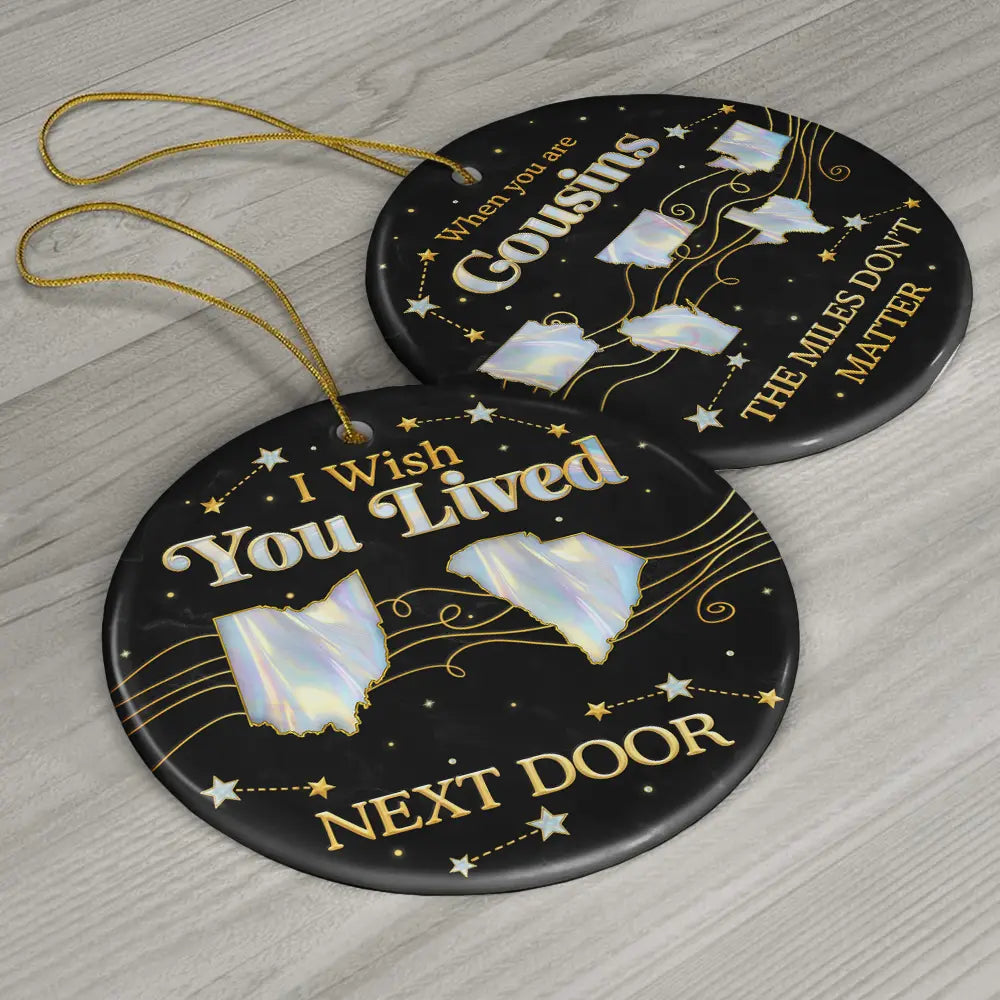 Family,Parents,Gift For Grandparents,Gift For Sibling,Gift For Sisters,Gift For Brothers,Love,Christmas,Long Distance - Long Distance The Miles Don't Matter 3D Nacre Effect - Personalized Circle Ceramic Ornament