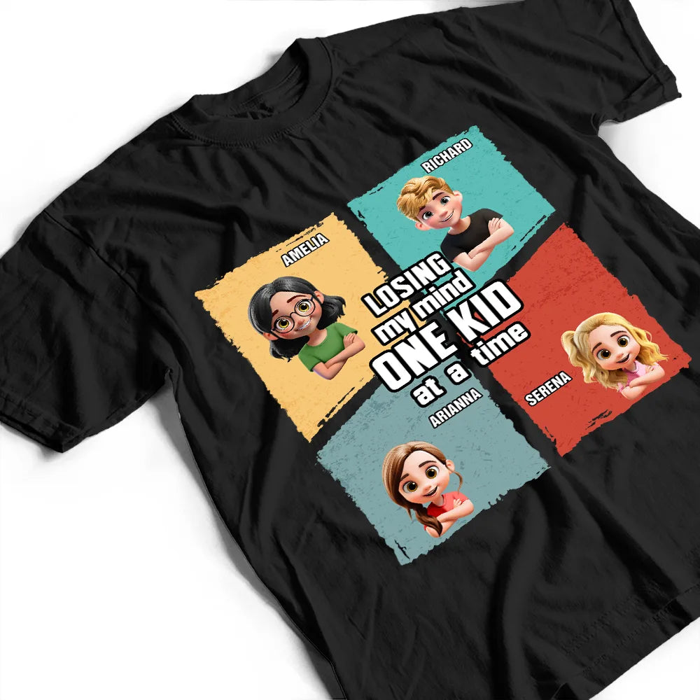Parents,Family,Happy,Gift For Father,Grandpa - Grandkids,Gift For Grandpa,Gift For Grandma,Gift For Grandparents,Grandma - Grandkids - Losing My Mind One Kid At A Time Cartoon Story - Personalized T Shirt