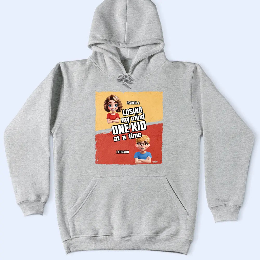 Parents,Family,Happy,Gift For Father,Grandpa - Grandkids,Gift For Grandpa,Gift For Grandma,Gift For Grandparents,Grandma - Grandkids - Losing My Mind One Kid At A Time Cartoon Story - Personalized T Shirt