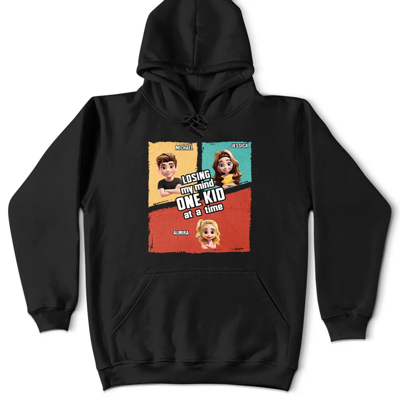 Parents,Family,Happy,Gift For Father,Grandpa - Grandkids,Gift For Grandpa,Gift For Grandma,Gift For Grandparents,Grandma - Grandkids - Losing My Mind One Kid At A Time Cartoon Story - Personalized T Shirt