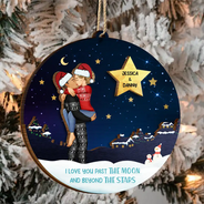 Christmas,Gift For Couples,Love - Love Beyond The Stars - Personalized 2-Layered Wooden Ornament