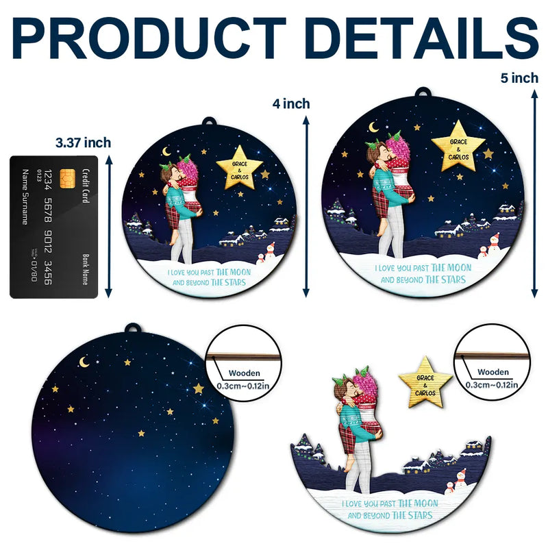 Christmas,Gift For Couples,Love - Love Beyond The Stars - Personalized 2-Layered Wooden Ornament