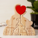 Love Elephant Family - Gift For Mother, Father, Family - Personalized Custom Shaped Wooden Puzzle