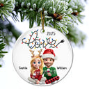 Love, Christmas, Gift For Wife, Gift For Husband, Gift For Couples, Gift For Boyfriend, Gift For Girlfriend - Love Light Christmas 3D Couple - Personalized Circle Ceramic Ornament
