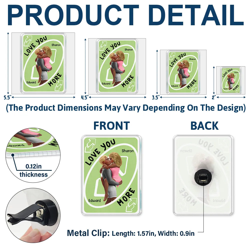 Gift For Couples,Gift For Husband,Gift For Wife,Gift For Boyfriend,Gift For Girlfriend,LGBT,Love - Love You More Reverse Card - Personalized Acrylic Car Vent Clip