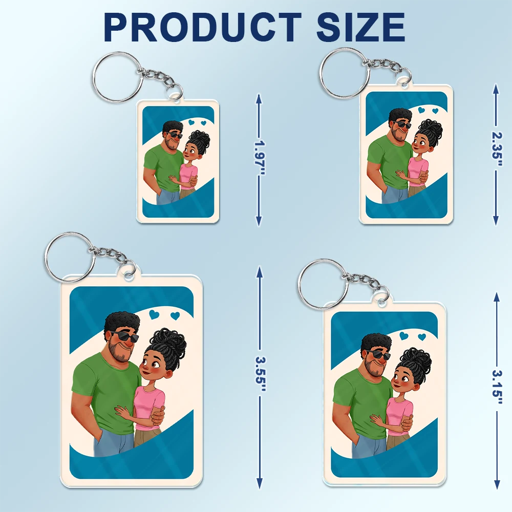 Gift For Couples,Gift For Wife,Gift For Girlfriend,Funny,Gift For Husband - Love You More Reverse Card Animate Couple - Personalized Acrylic Keychain