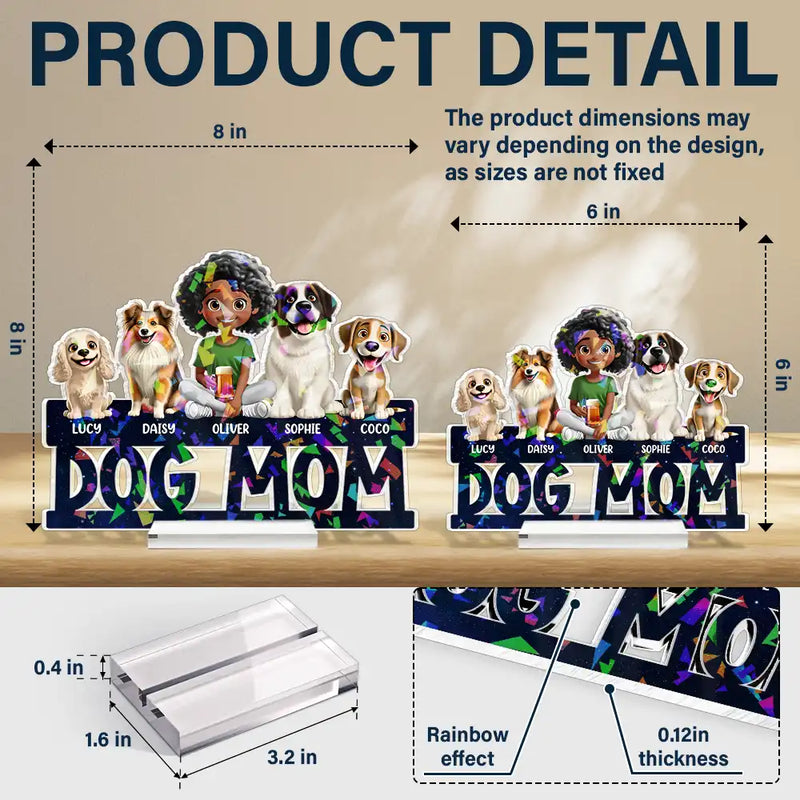 Dog Lovers,Dog Mom,Dog Dad - Lovely Dog Mom Dog Dad 3D Effect Print - Personalized Holographic Acrylic Plaque
