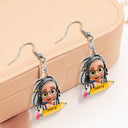 Gift For Kids,Back To School,Love - Lovely Kid On The Pencil - Personalized Acrylic Earrings
