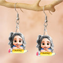 Gift For Kids,Back To School,Love - Lovely Kid On The Pencil - Personalized Acrylic Earrings