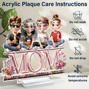 Gift For Mother, Mom - Children, Happy - Lovely Mom And Kids 3D Effect Print - Personalized Holographic Acrylic Plaque