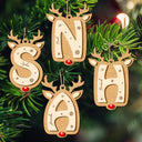 Christmas, Family, Gift For Kids, Happy - Lovely Monogram Keepsake For Family - Personalized 2-Layered Wooden Ornament