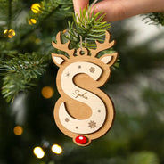 Christmas, Family, Gift For Kids, Happy - Lovely Monogram Keepsake For Family - Personalized 2-Layered Wooden Ornament