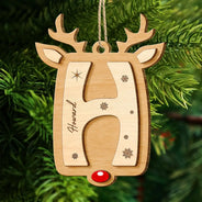 Christmas, Family, Gift For Kids, Happy - Lovely Monogram Keepsake For Family - Personalized 2-Layered Wooden Ornament