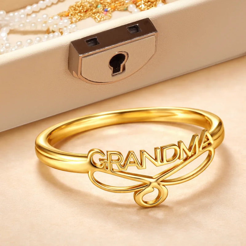 Gift For Yourself,Gift For Women,Gift For Mother,Gift For Grandma,Love - Lovely Ring For Mum And Grandma - Personalised Custom Shaped Ring