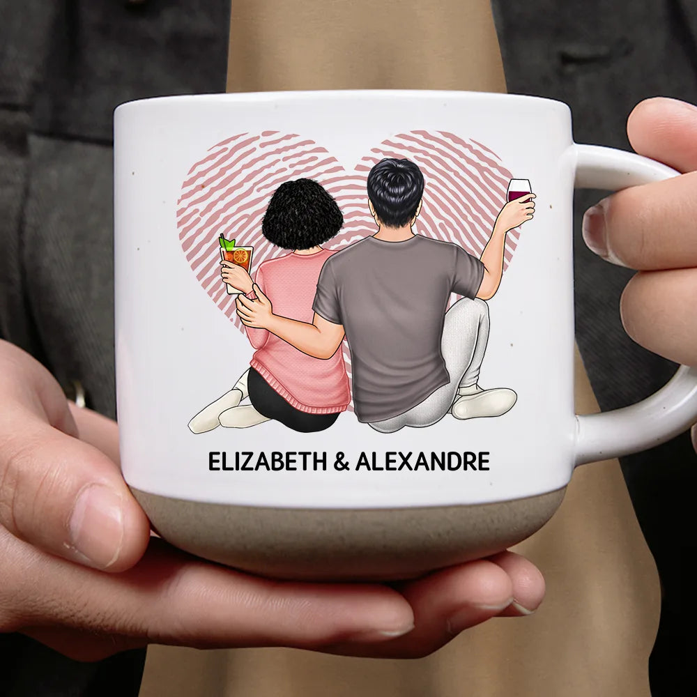 Gift For Couples,Gift For Wife,Gift For Husband,Gift For Boyfriend,Gift For Girlfriend,Love - Loving Couple Carved Initials Heart Tree - Personalized Pottery Mug