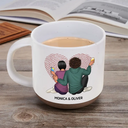 Gift For Couples,Gift For Wife,Gift For Husband,Gift For Boyfriend,Gift For Girlfriend,Love - Loving Couple Carved Initials Heart Tree - Personalized Pottery Mug