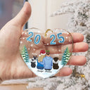 Love,Gift For Couples,Gift For Husband,Gift For Wife,Christmas,Pet Couple,Pet Lovers,Dog Lovers,Cat Lovers - Loving Couple Dog Cat - Personalized Heart Shaped Glass Ornament