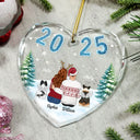 Love,Gift For Couples,Gift For Husband,Gift For Wife,Christmas,Pet Couple,Pet Lovers,Dog Lovers,Cat Lovers - Loving Couple Dog Cat - Personalized Heart Shaped Glass Ornament