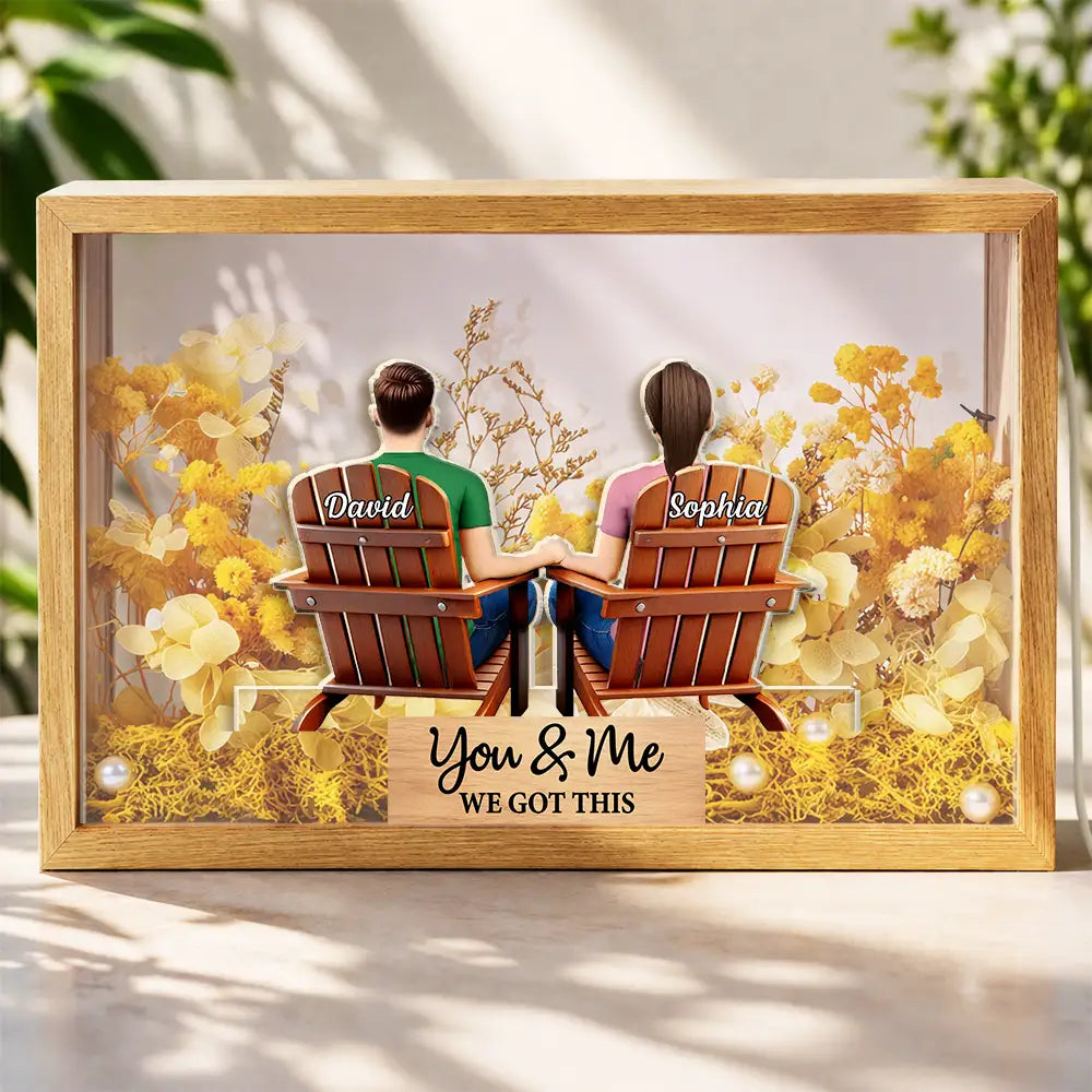 Love,Old Couples,Gift For Husband,Gift For Wife,Gift For Boyfriend,Gift For Girlfriend,Gift For Couples,Non-Eng,Vector - Loving Couple You & Me We Got This - Personalized Flower Light Box