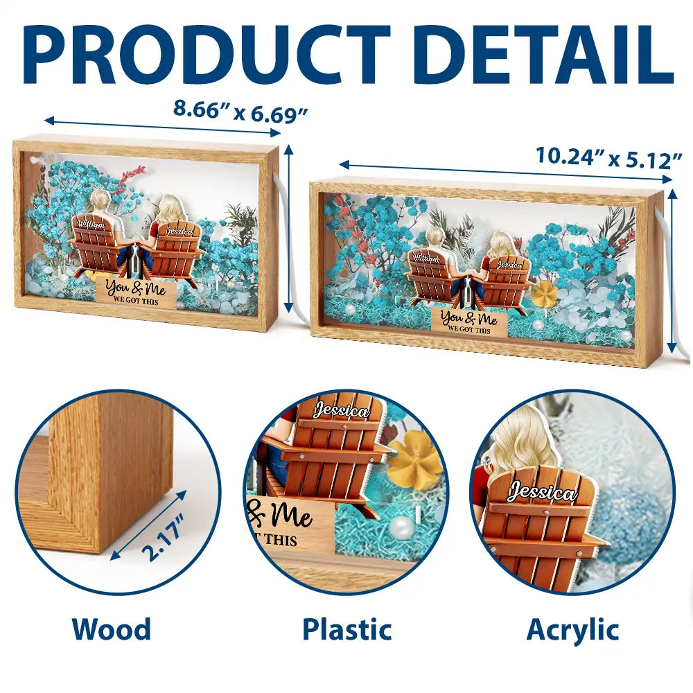 Love,Old Couples,Gift For Husband,Gift For Wife,Gift For Boyfriend,Gift For Girlfriend,Gift For Couples,Non-Eng,Vector - Loving Couple You & Me We Got This - Personalized Flower Light Box