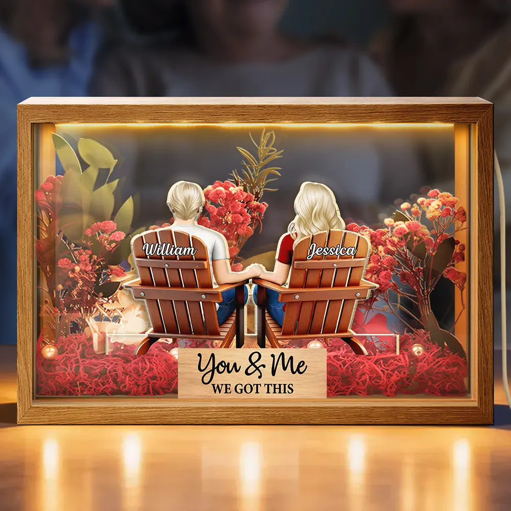 Loving Couple You & Me We Got This - Personalized Flower Light Box