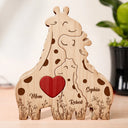 Gift For Mother,Gift For Father,Gift For Grandma,Gift For Grandpa,Love - Loving Giraffe Family - Personalized Custom Shaped Wooden Puzzle
