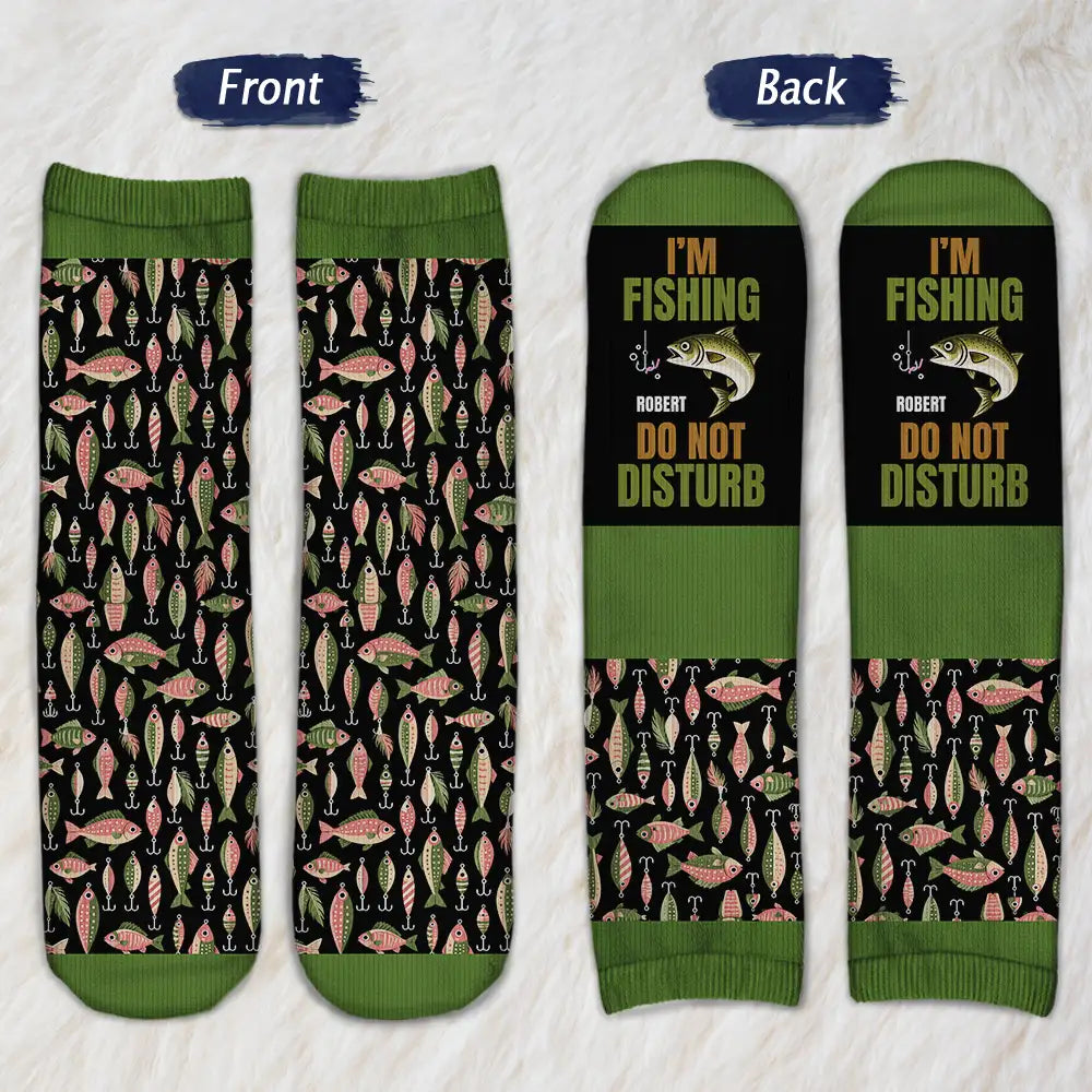 Top Market, Christmas, Gift For Men, Fishing, Gift For Yourself, Icon, Happy - Lucky Fishing Socks Fk Off I'm Fishing Gift For Fisherman - Personalized Socks