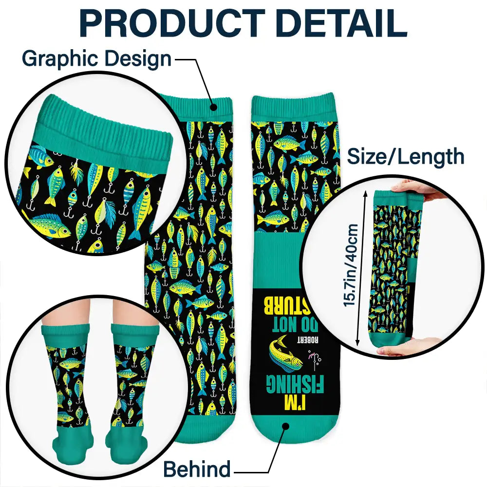 Top Market, Christmas, Gift For Men, Fishing, Gift For Yourself, Icon, Happy - Lucky Fishing Socks Fk Off I'm Fishing Gift For Fisherman - Personalized Socks