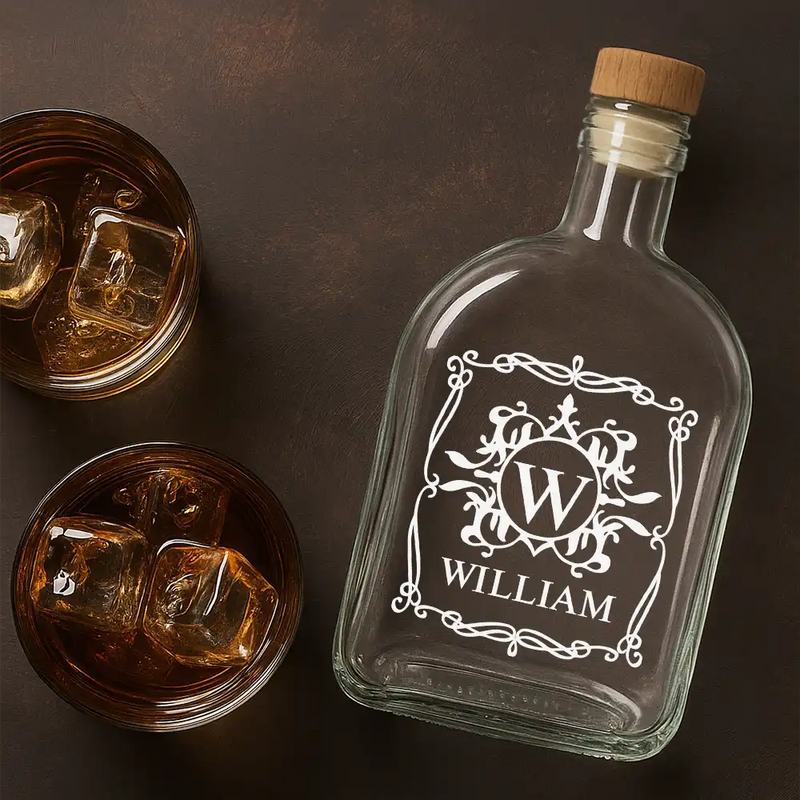 Family, Happy - Luxury Family Name - Personalized Whiskey Bottle