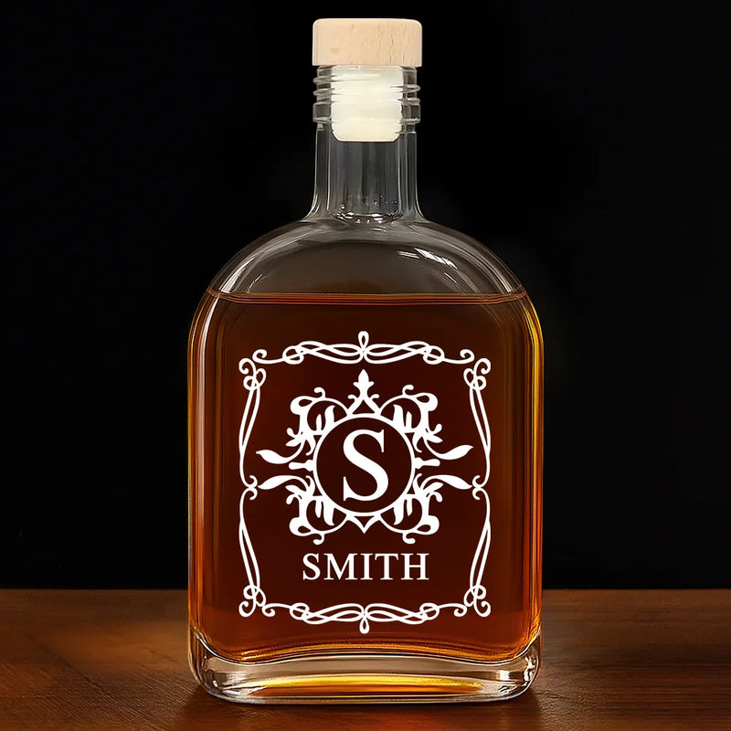Family, Happy - Luxury Family Name - Personalized Whiskey Bottle