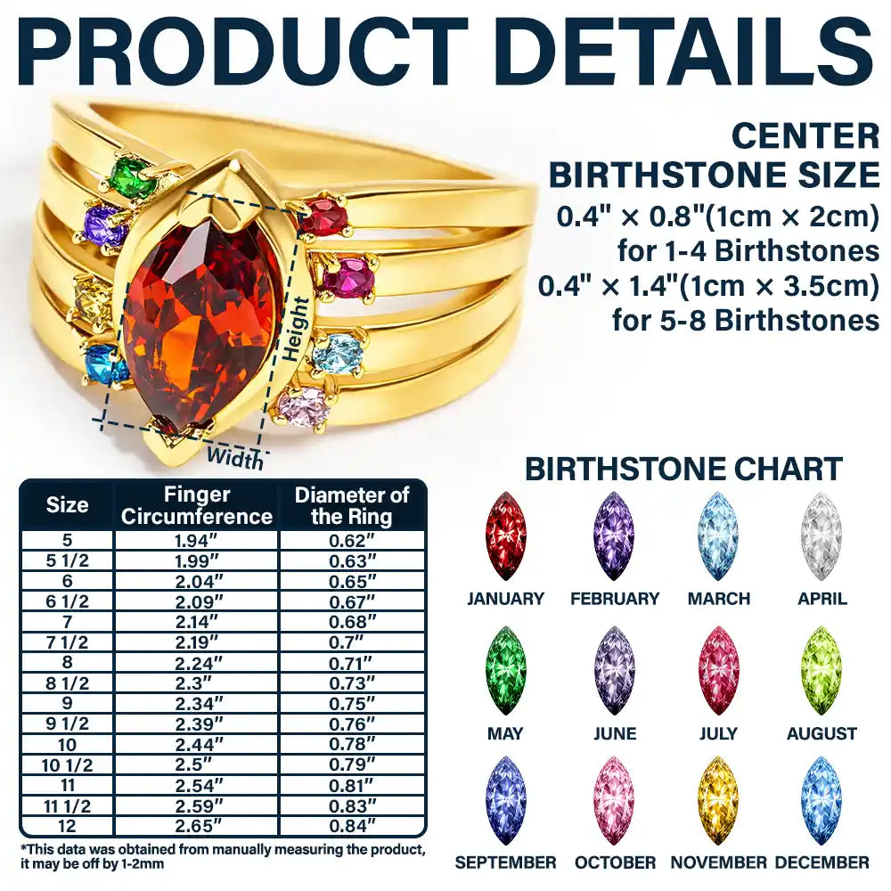 Gift For Women,Gift For Yourself,Gift For Mother,Love,Happy,Gift For Grandma,Non-Eng - This Awesome Mom Belongs Engraved With Kids Name Gemstones - Personalized Birthstone Ring