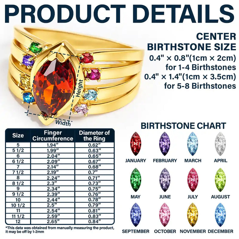 Gift For Women,Gift For Yourself,Gift For Mother,Love,Happy,Gift For Grandma,Non-Eng - This Awesome Mom Belongs Engraved With Kids Name Gemstones - Personalized Birthstone Ring
