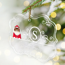 Pet Lovers,Happy,Christmas - Monogram Family Name Dog Cat Pet Christmas - Personalized Medallion Acrylic Ornament