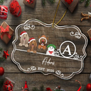 Pet Lovers,Happy,Christmas - Monogram Family Name Dog Cat Pet Christmas - Personalized Medallion Acrylic Ornament