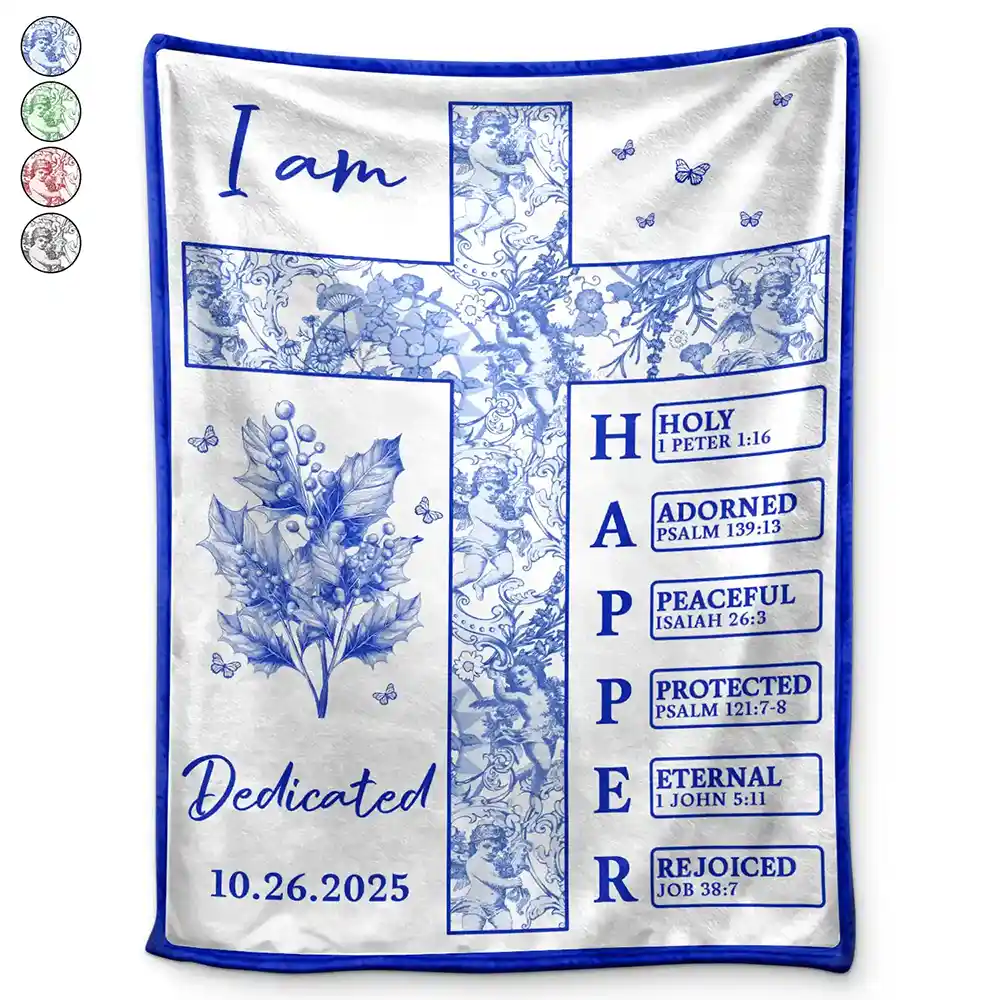 Newborn Baby Baptized Dedicated Christened First Communion - Personalized Fleece Blanket, Sherpa Blanket